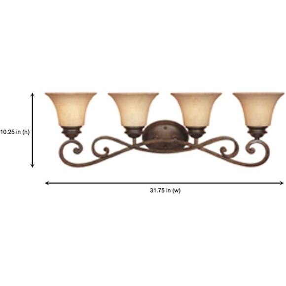 Designers Fountain 81804-FSN Mendocino 4 Bathroom Vanity Light Fixture - Picture 3 of 10